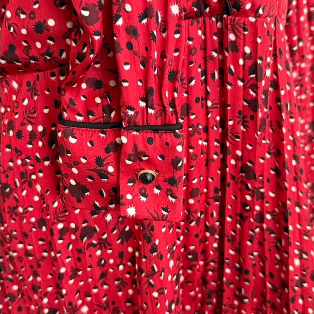 Scotch & Soda Anthropologie Rouge Red Floral Print pleated maxi Dress NWT $220